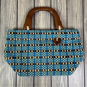 Vintage The Sak Beach Wooden Handle Mini Handbag Purse